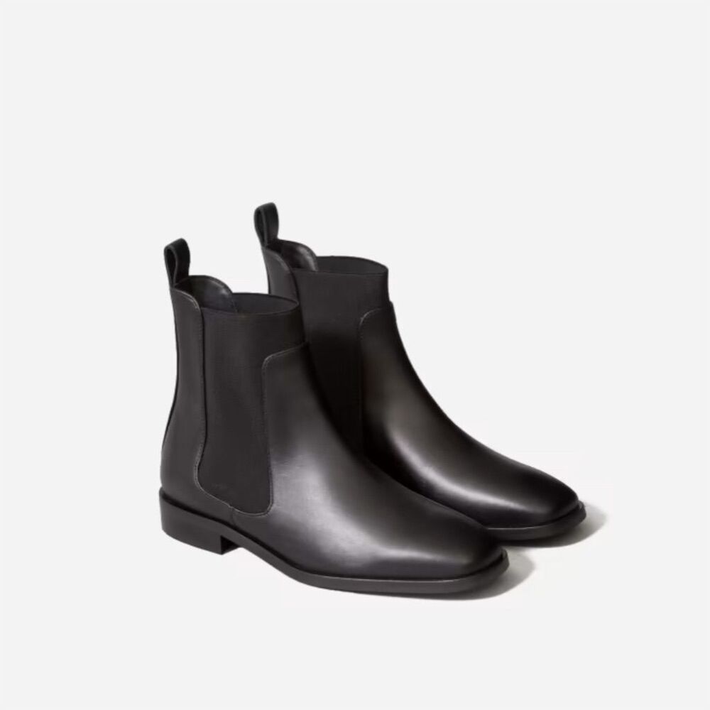 Everlane square toe Chelsea Boot Black Leather, Size 9.5
